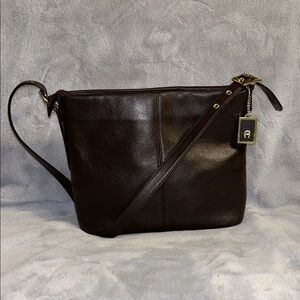 Etienne Aigner Dark Brown Leather Shoulder/Crossbody Bag